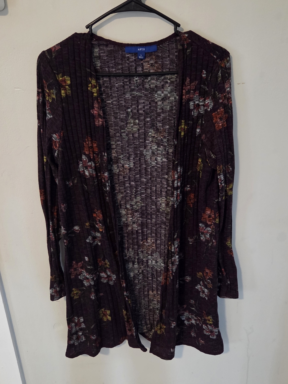Apt. 9 Women's Plum Floral Open-Front Cardigan